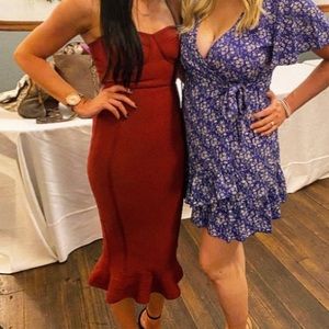 Prettylittlething Maroon Midi Bandage Dress